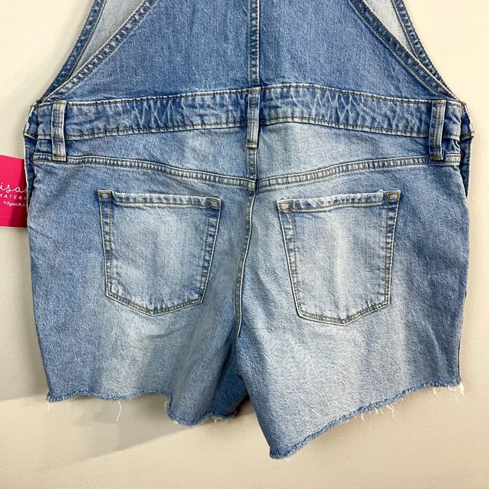 Blue Denim Short Overalls - Women's Casual Bib Shorts